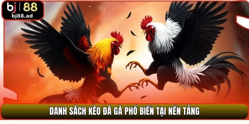 Danh sách kèo đá gà phổ biến tại nền tảng