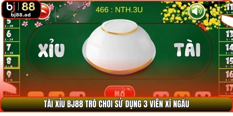 Tài Xỉu BJ88 trò chơi sử dụng 3 viên xí ngầu